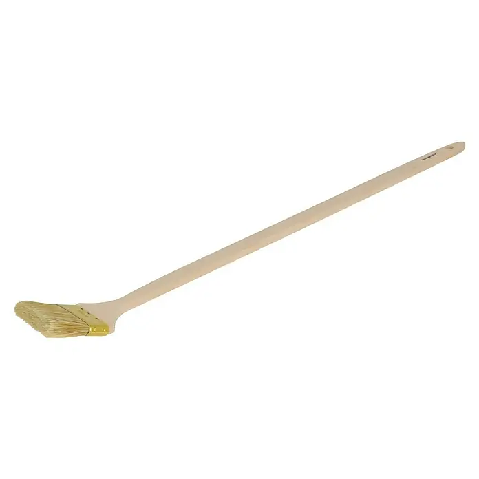 swingcolor Premium Fassadenstreicher XXL - Breite Borsten: 75 mm, Naturholz - Schräger Heizkörperpinsel mit unbehandeltem Holzgriff zum Malen an schwer zugänglichen Stellen. Perfekt für Heizkörper.