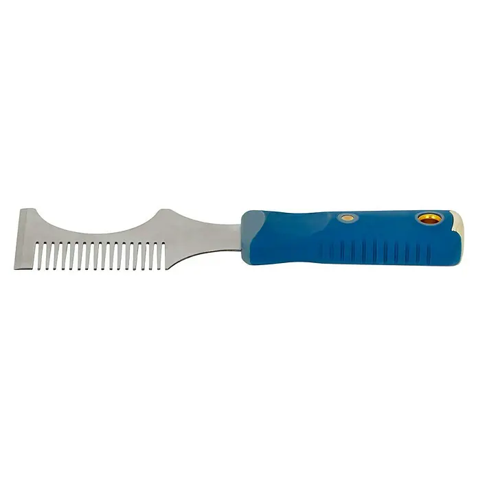 Pinselkamm - Geeignet für: Pinselreinigung - Bartformer-Styling-Tool mit blauem Griff. Präzises Design für perfekte Bartkonturen und gepflegte Styles, ideal für den modernen Mann.