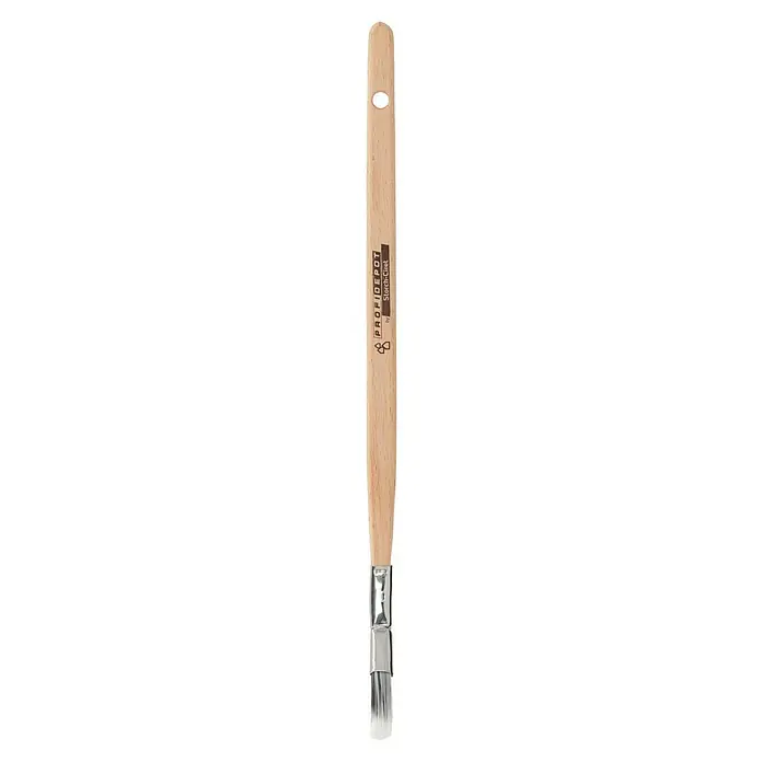 Profi Depot by Storch-Ciret Plattpinsel - Breite Borsten: 20 mm, Gebogen, Holz, Schwarz/Weiß - Pinsel mit hellem Holzgriff und silberner Metalleinfassung mit Borsten für Mal- und Lackierarbeiten.