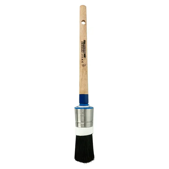 Profi Depot by Storch-Ciret Ringpinsel - Größe Pinsel: 6, Mischborsten, Holz, Schwarz - Pinsel mit Holzgriff, blauer Zwinge, Metalleinfassung und schwarzen Borsten. Ideal für präzises Auftragen von Farbe und Lacken.