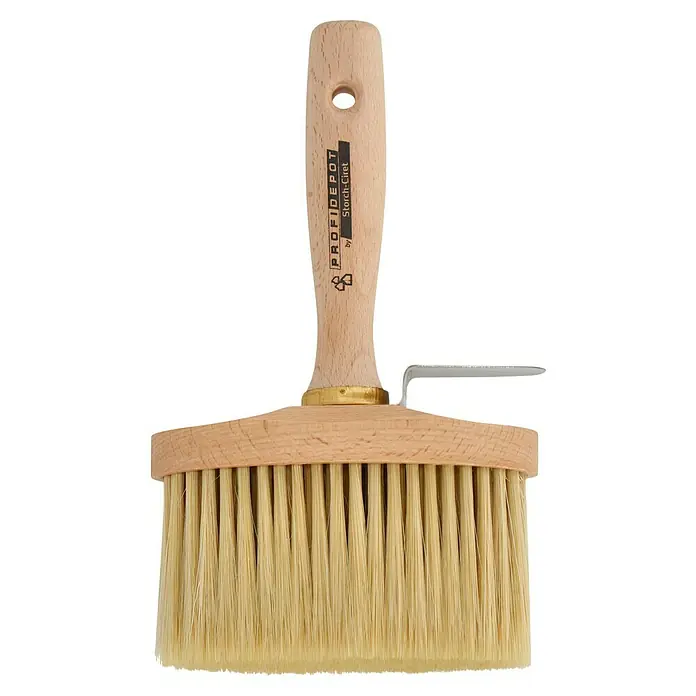 Profi Depot by Storch-Ciret Flächenstreicher oval - Breite Borsten: 130 mm, Mischborsten, Holz - Wandfarbenbürste mit hellem Holzgriff und Metallhalterung für einfaches Auftragen von Farbe auf Wände.