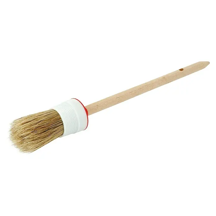 RingpinselGröße Pinsel: 6, Chinaborsten, Holz, 23 cm - Detailansicht eines Pinsel mit Holzgriff, weißen und roten Akzenten, ideal für präzise Malerarbeiten.