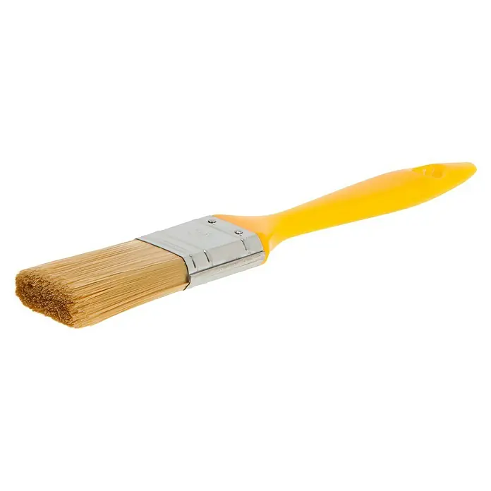 Lackierpinsel - Breite Borsten: 30 mm, Kunstborsten, Kunststoff - Pinsel mit gelbem Griff und hellem Borstenkopf, ideal für präzise Malarbeiten und feine Oberflächengestaltung.