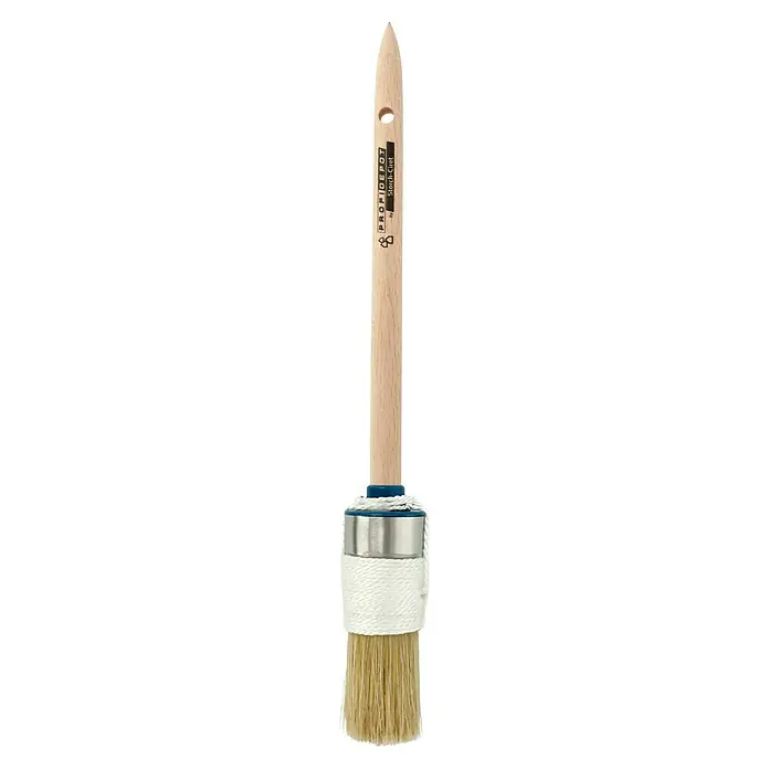 Profi Depot by Storch-Ciret Ringpinsel - Größe Pinsel: 6, Mischborsten, Holz - Pinsel mit rundem, unbehandeltem Holzgriff und hellen Borsten, ideal zum Auftragen von Wachs und Farben.