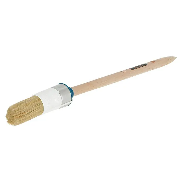 Profi Depot by Storch-Ciret Ringpinsel - Größe Pinsel: 4, Mischborsten, Holz - Ein Detailblick auf einen Stuck-Clic-Pinsel mit hellem Holzgriff, der sich ideal für detaillierte Farbarbeiten und Stuckarbeiten eignet.