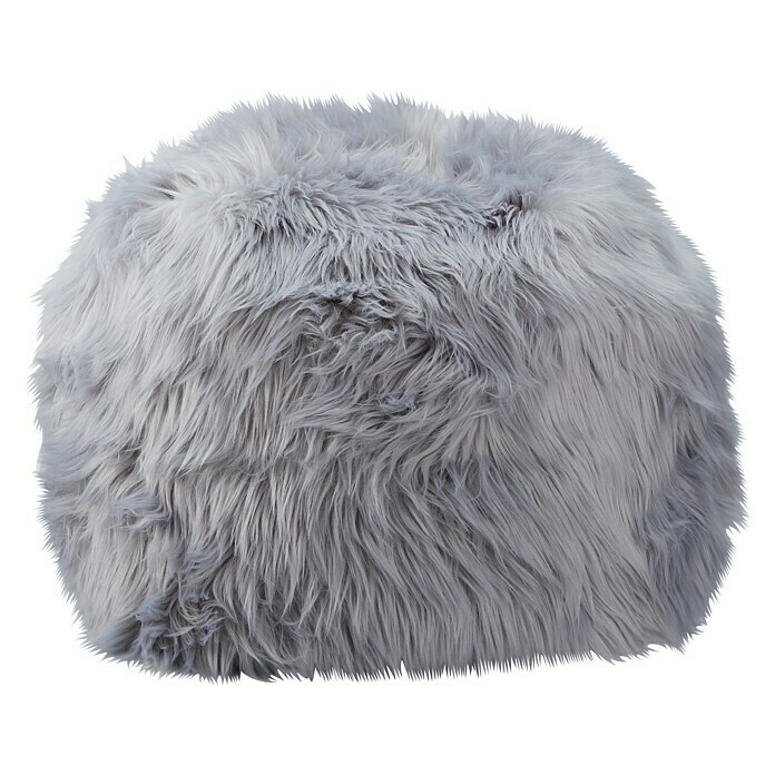 Bodenkissen Dekofell-Pouf LanghaarØ x H: 36 x 36 cm, Grau, 80 % Polyacryl, 20 % Polyester Front View