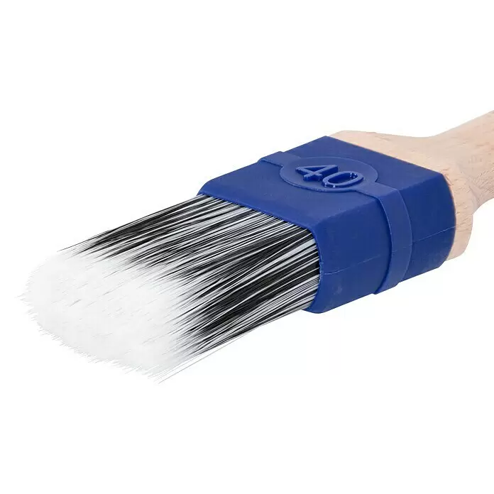 Profi Depot by Storch-Ciret Lackierpinsel - Breite Borsten: 40 mm, Mischborsten, Holz, Stärke Borsten: 12 mm - Pinsel mit Holzgriff, blauer Zwinge mit '40' und zweifarbigen weißen und schwarzen Synthetikborsten.