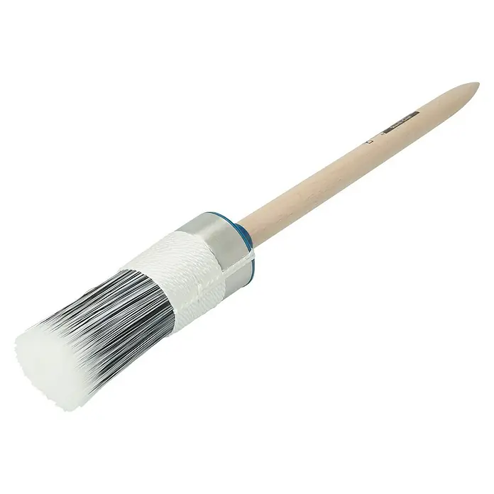 Profi Depot by Storch-Ciret Ringpinsel Lack - Größe Pinsel: 8, Mischborsten, Holz - Ein runder Pinsel mit weißen Borsten und einem Holzgriff, ideal für präzise Farbaufträge und detaillierte Arbeiten.