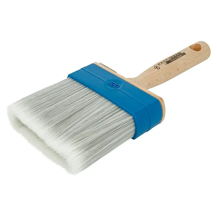 Profi Depot by Storch-Ciret Lasur-Flächenstreicher - Breite Borsten: 100 mm, Borsten-Farbtank, Holz - Querstrichtupfbürste mit einem blauen Griff und Holzgriff, ideal zum Auftragen von Farbe auf Wände und Decken.
