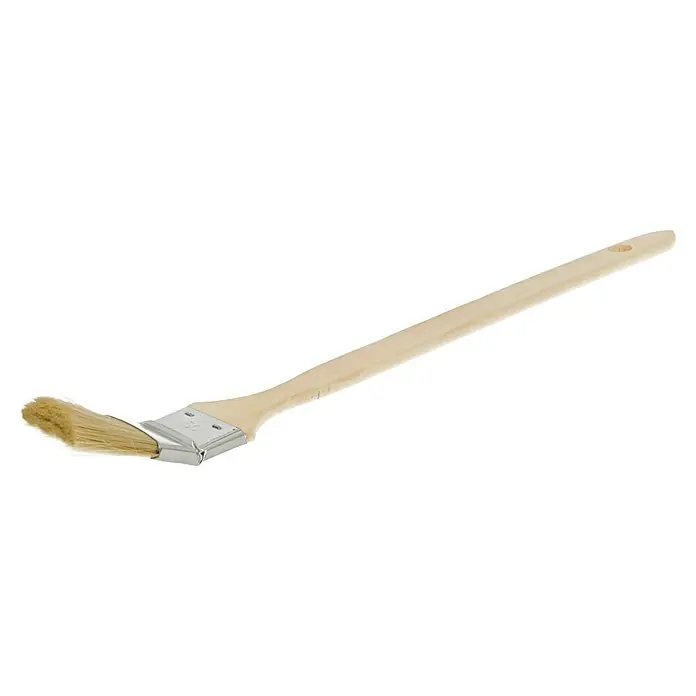 Eckenstreicher - Breite Borsten: 50 mm, Kunstborsten, Holz - Schräger Heizkörperpinsel mit hellem Holzgriff und hellem Borstenkopf für präzises Streichen schwer zugänglicher Stellen, z.B. an Heizkörpern.