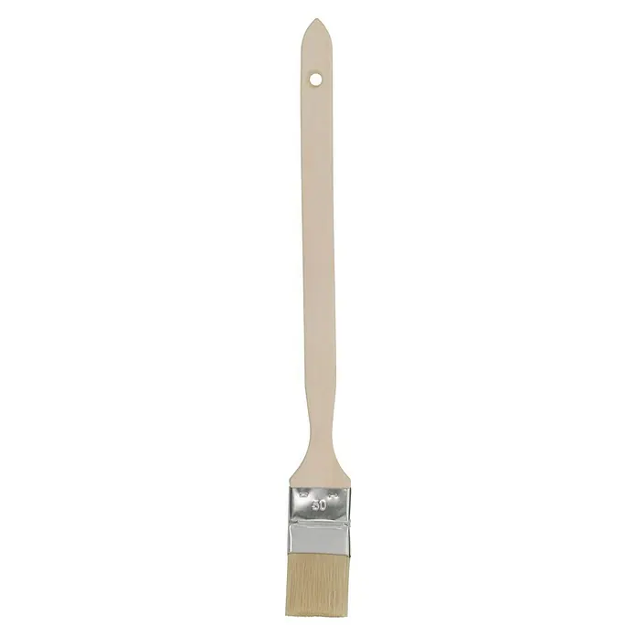Eckenstreicher - Breite Borsten: 50 mm, Kunstborsten, Holz - Nahaufnahme eines Pinsel mit Holzgriff und Borsten, ideal für präzise Malerarbeiten und DIY-Projekte.