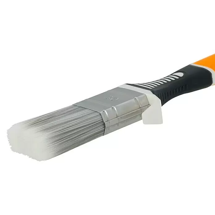swingcolor Lackierpinsel 2K - Breite Borsten: 30 mm, Mischborsten, Kunststoff - Pinsel mit weißen Borsten, einer silbernen Zwinge und ergonomischem orange-schwarzem Griff.