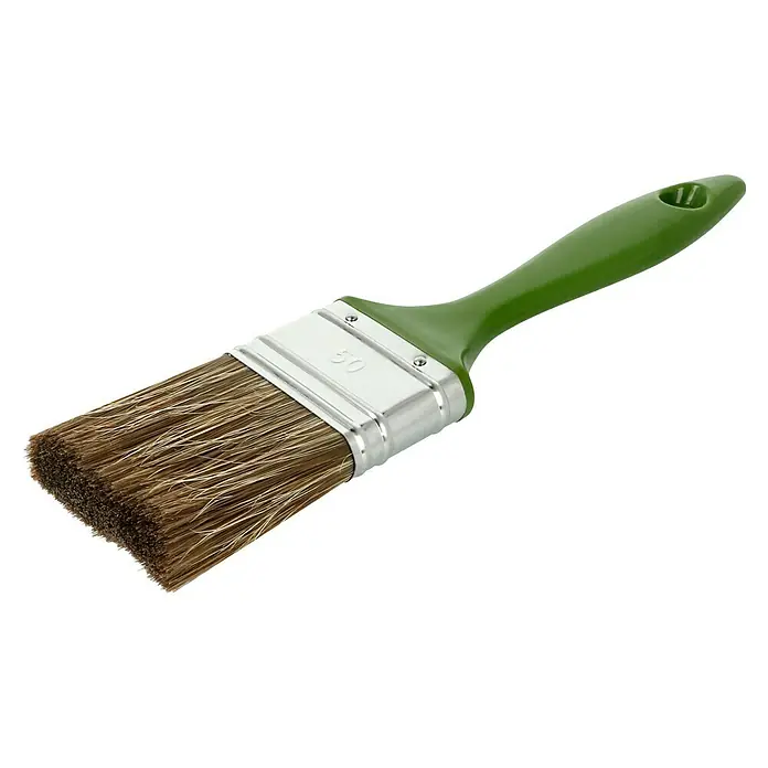 Lasur-Flachpinsel - Breite Borsten: 50 mm, Naturborsten-Mix, Kunststoff - Pinsel mit grünem Griff, ideal zum Malen und Lackieren verschiedener Oberflächen, mit robusten Borsten für ein gleichmäßiges Ergebnis.