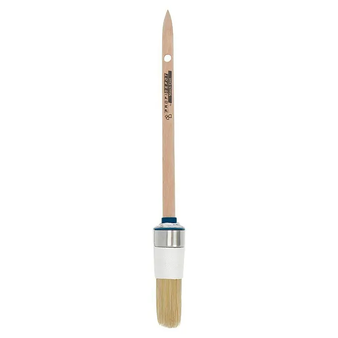 Profi Depot by Storch-Ciret Ringpinsel - Größe Pinsel: 4, Mischborsten, Holz - Detailaufnahme eines Storch-Ciret ProfiDepot Malpinsels mit Holzgriff, Metalleinfassung und hellen Borsten für professionelle Malerarbeiten.