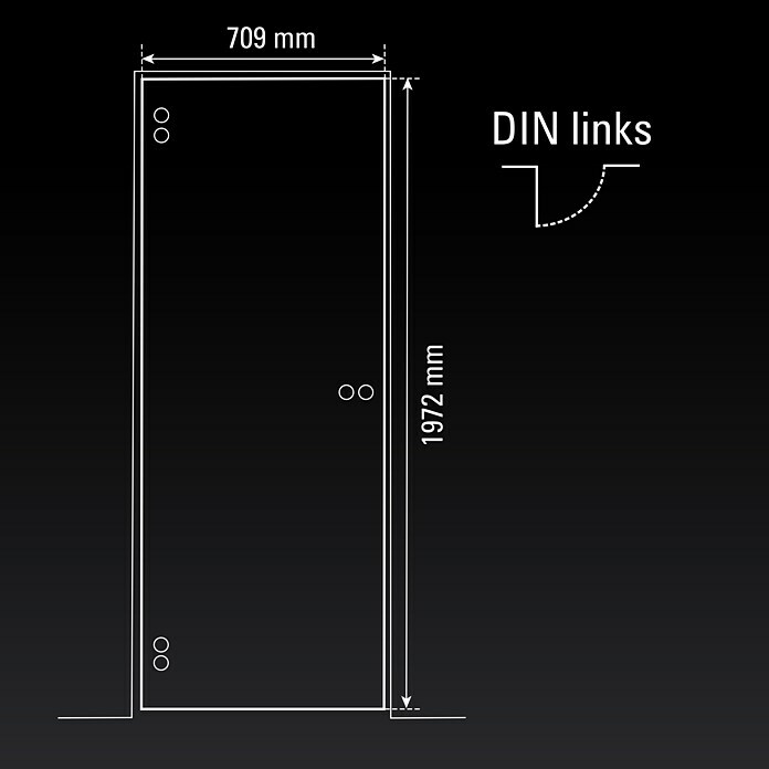 Diamond Doors Glasdrehtür 543 (709 x 1.972 mm, DIN Anschlag: Links, Klarglas) | BAUHAUS