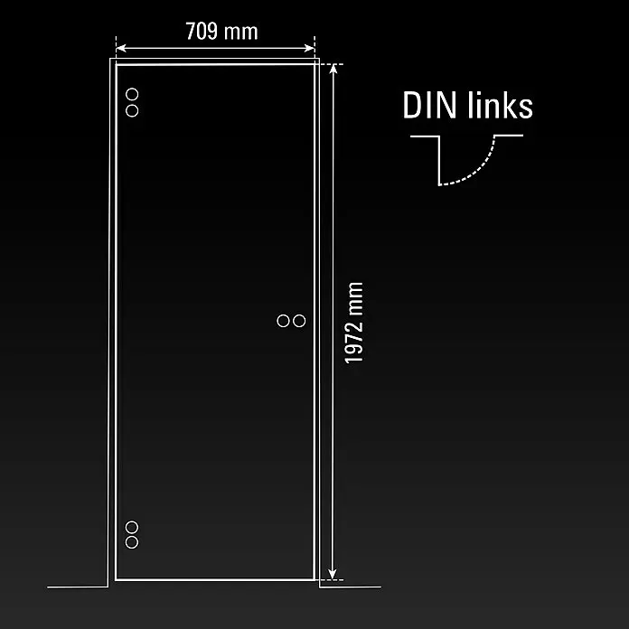Diamond Doors Glasdrehtür 540709 x 1.972 mm, DIN Anschlag: Links, Klarglas