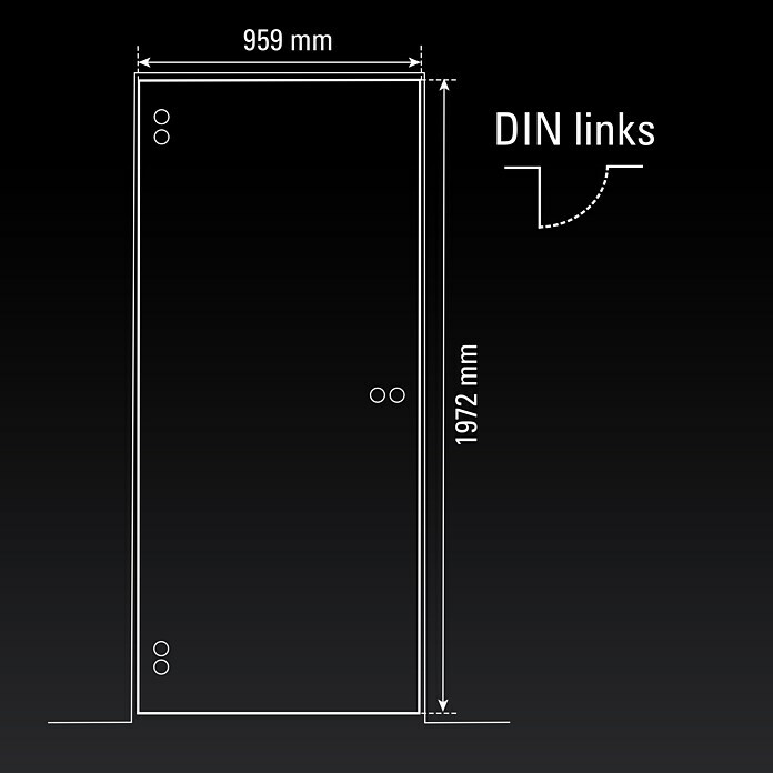 Diamond Doors Glasdrehtür 587 (959 x 1.972 mm, DIN Anschlag: Links, Klarglas) | BAUHAUS