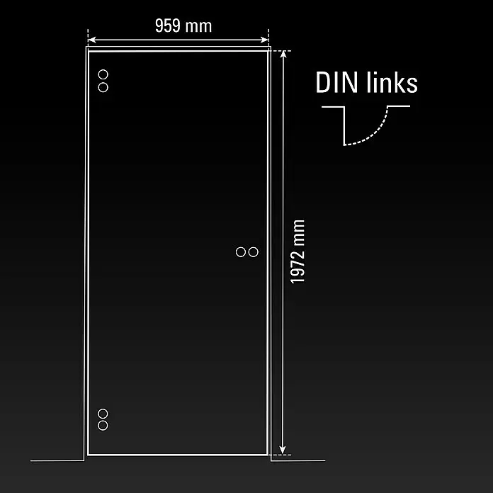 Diamond Doors Glasdrehtür 625959 x 1.972 mm, DIN Anschlag: Links, Milchglas