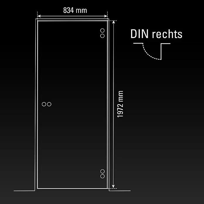 Diamond Doors Glasdrehtür 542834 x 1.972 mm, DIN Anschlag: Rechts, Klarglas