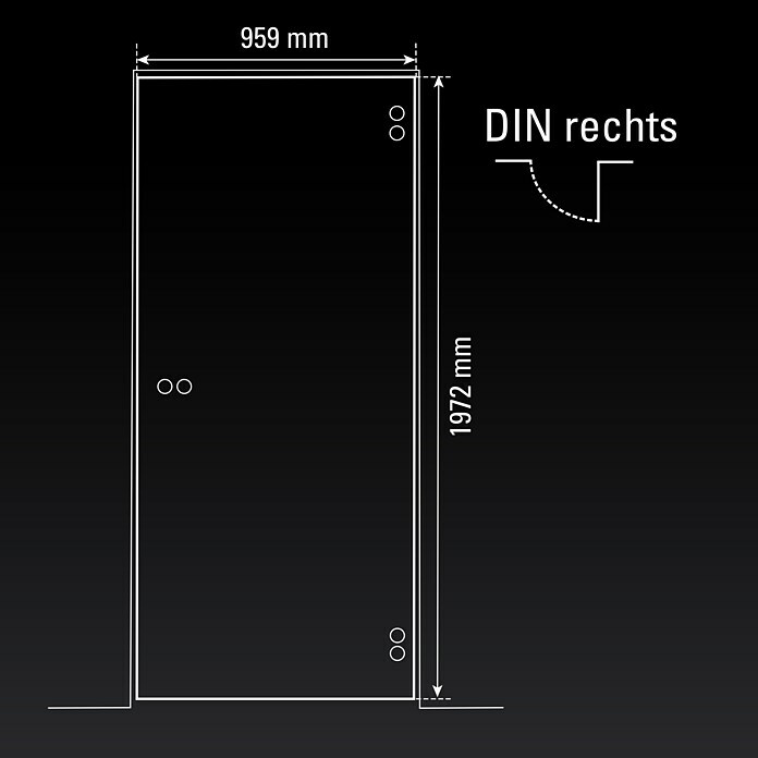 Diamond Doors Glasdrehtür 504 (959 x 1.972 mm, DIN Anschlag: Rechts, Milchglas) | BAUHAUS