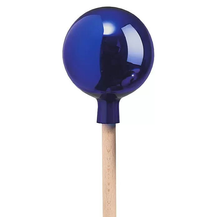 Windhager Glaskugel - Durchmesser: 16 cm, Blau - Glänzende dunkelblaue Bewässerungskugel auf Holzstab.