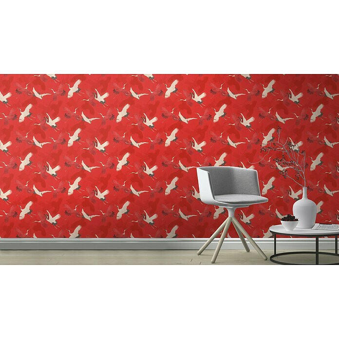 Barbara Home Collection Vliestapete Kraniche (Rot, Tieroptik, 10,05 x 0,53 m) | BAUHAUS