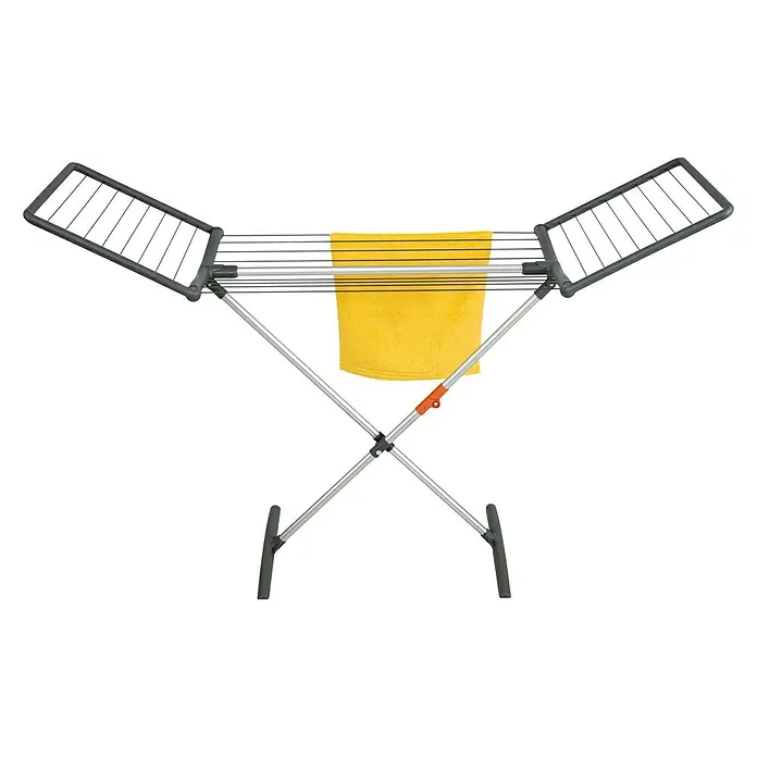 Juwel Flügel-Wäscheständer Superdry Alu - Länge Wäscheleine: 18 m, L x B x H: 181 x 114 x 54 cm, Grau - Wäscheständer mit gelbem Tuch zum Trocknen von Kleidung, ideal für den Innen- und Außenbereich. Praktische Lösung für Haushalte.