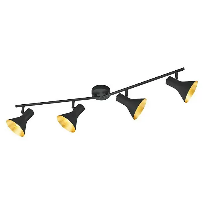 Reality Leuchten Nina Deckenstrahler - 160 W, L x B x H: 84,5 x 11 x 21 cm, Schwarz, E14, 4 Stk. - Diagonale Ansicht