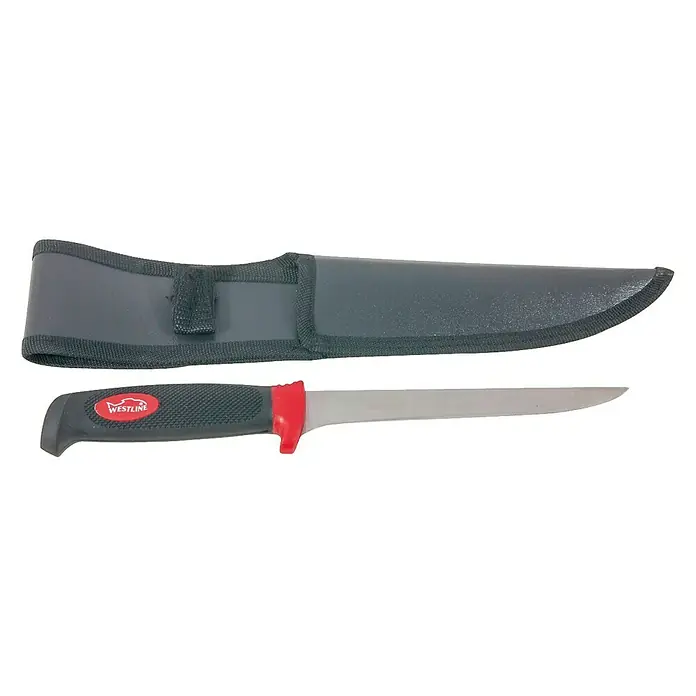 Westline Filetiermesser - Klingenlänge: 15,5 cm, Material Klinge: Stahl - Abbildung eines Westline-Filetiermessers mit Messerscheide.