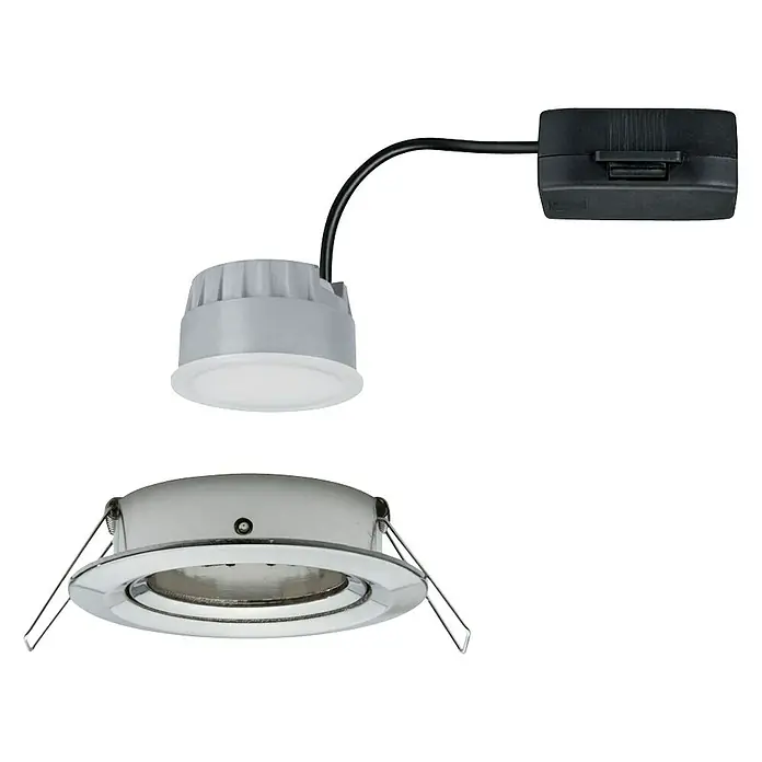 Paulmann LED-Einbauleuchte Nova - 6,5 W, Eisen gebürstet, Warmweiß, Leuchtenkopf beweglich - LED-Einbaustrahler mit Chromrahmen und separatem Trafo für eine moderne und energieeffiziente Beleuchtungslösung.