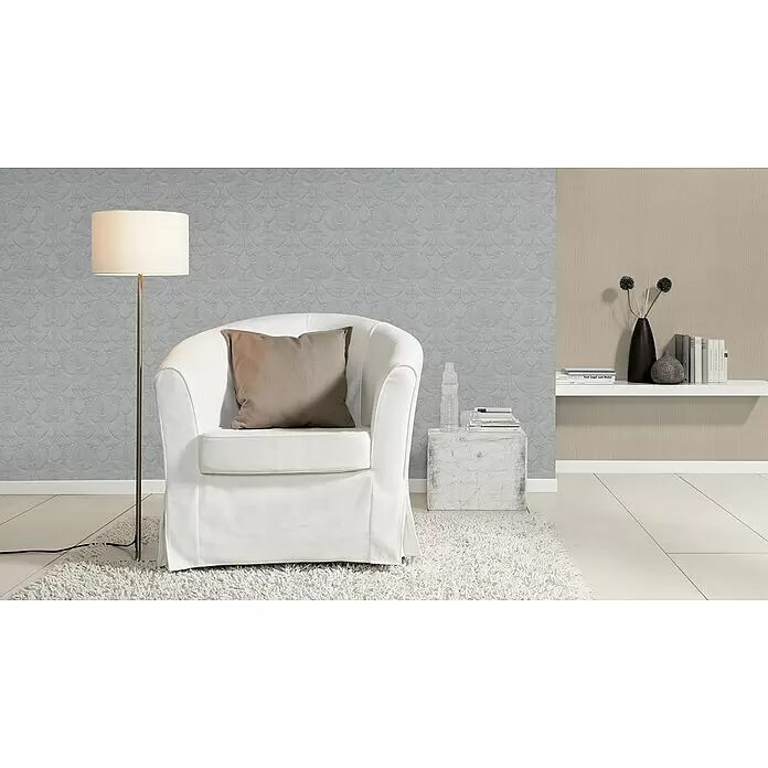 Rasch Trianon XIII Vliestapete TextilTaupe, Uni, 10,05 x 0,53 m