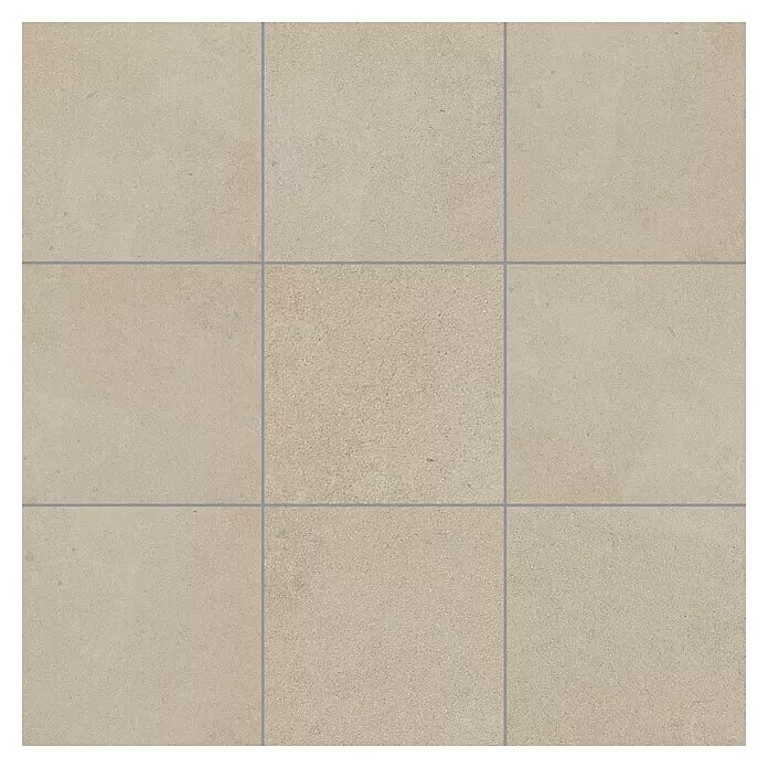 Art-Tec by Palazzo Feinsteinzeugfliese - 80 x 80 cm, Creme, Glänzend - Beige, texturierte quadratische Bodenfliesen mit grauen Fugen.