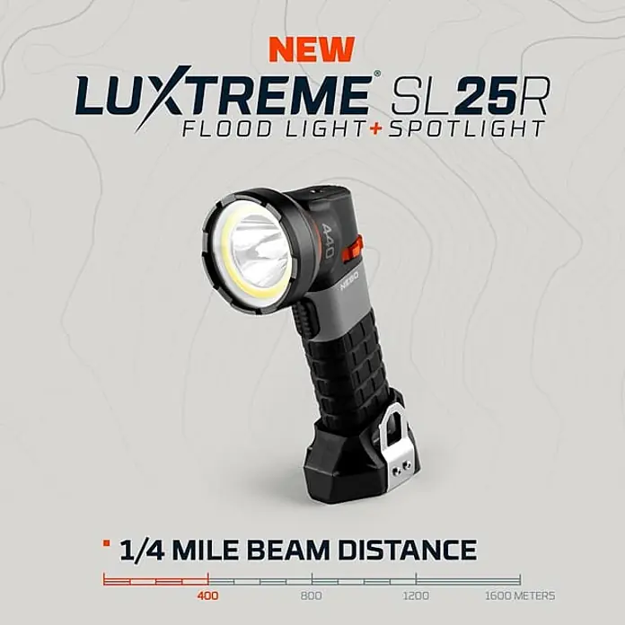 Nebo Tools Linterna Luxtreme SL25R - 9,3 x 6 x 18 cm, 500 lm, IP67 - NEBO LUXTREME SL25R Social Spot Square