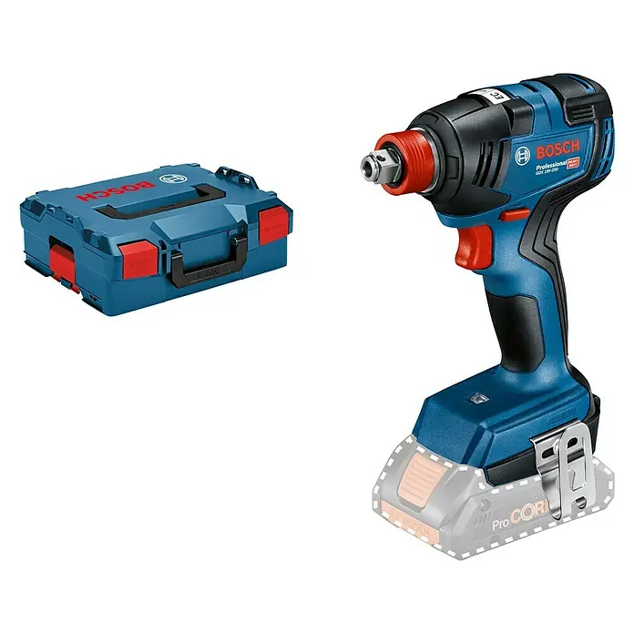 Bosch Professional AMPShare 18V Llave de impacto giratoria de batería GDX 18V-200 - 18 V, Sin batería, 200 Nm, Con maletín - Atornillador de impacto a batería GDX 18V-200 de Bosch Professional con maletín de herramientas azul. Potente, versátil y compacto.