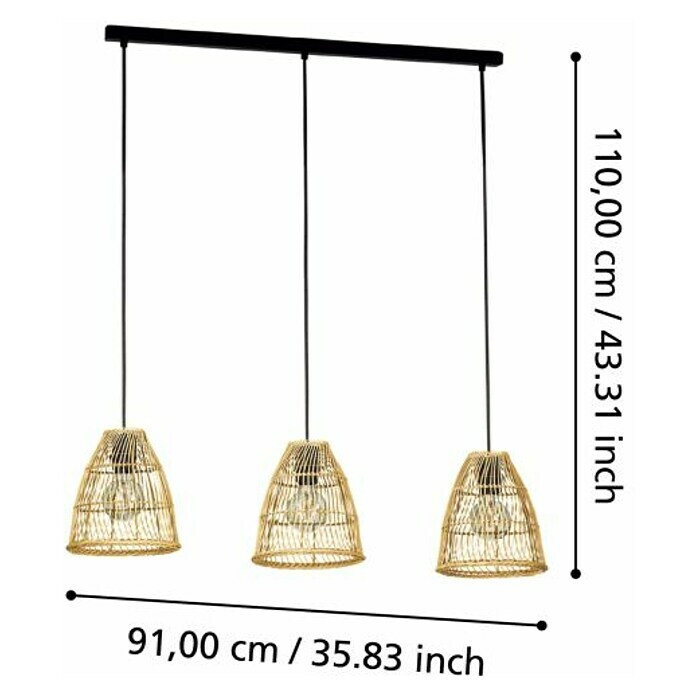 Eglo Hanglamp Ayesgarth (120 W, l x b x h: 21 x 91 x 110 cm, E27) | BAUHAUS