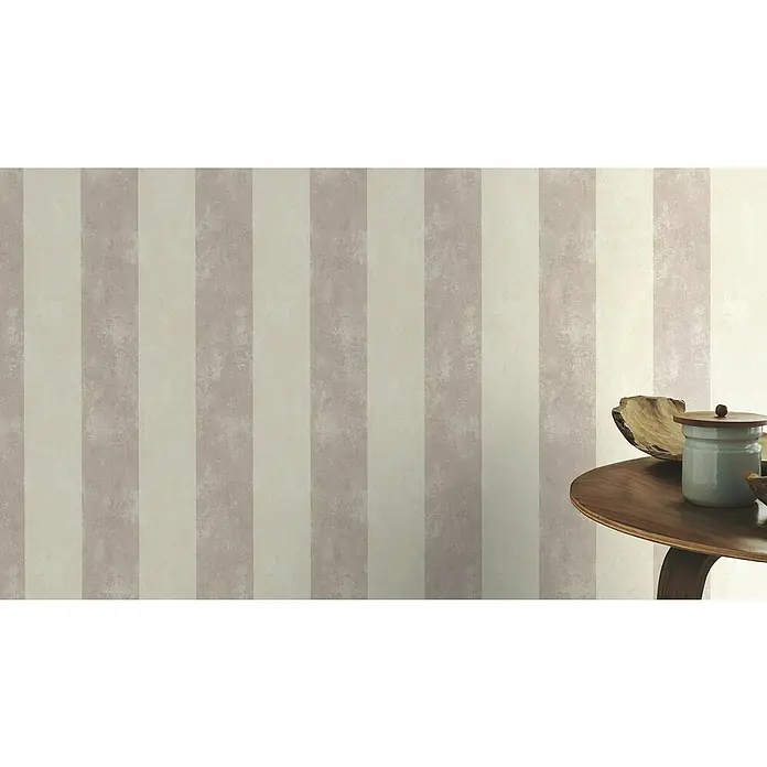 Rasch Tapetenwechsel 2 Vliestapete - Creme-Grau, Streifen, 10,05 x 0,53 m - Elegante Tapete mit breiten, vertikalen Streifen in Creme und Taupe. Die Struktur verleiht der Wand eine besondere Note und sorgt für ein stilvolles Ambiente.
