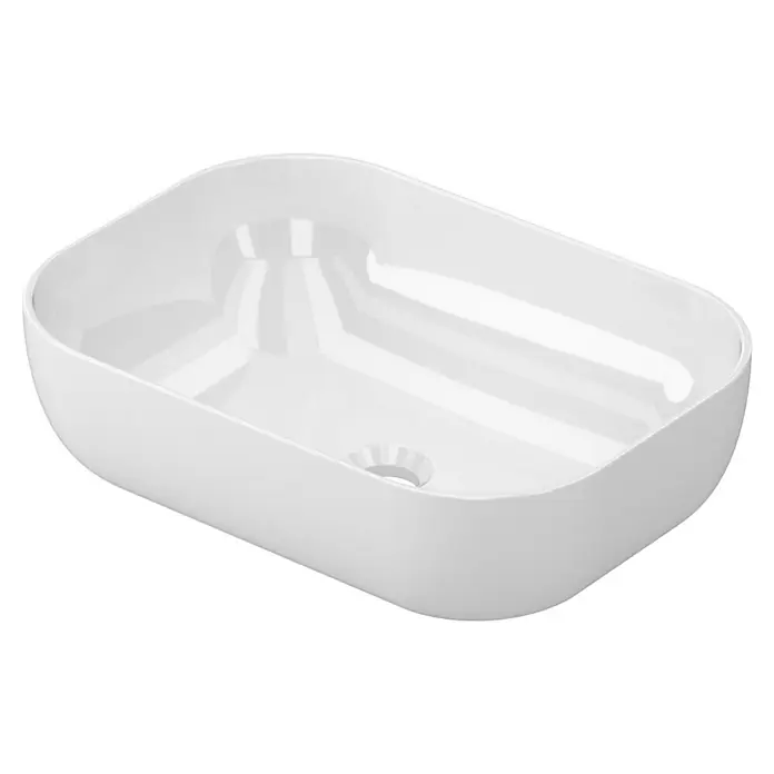 Conjunto de mueble de baño Alba - 80 cm, Blanco mate, 3 pzs. - Lavabo sobre encimera rectangular moderno en blanco. Ideal para diseños de baño elegantes con líneas limpias y acabado brillante.