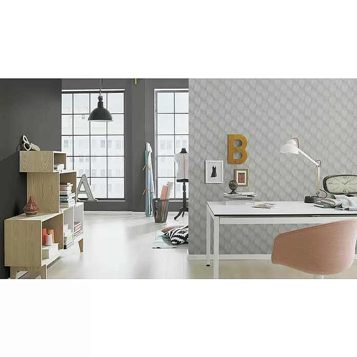 Rasch Tropical House VliestapeteSilbergrau, Grafisch, 10,05 x 0,53 m