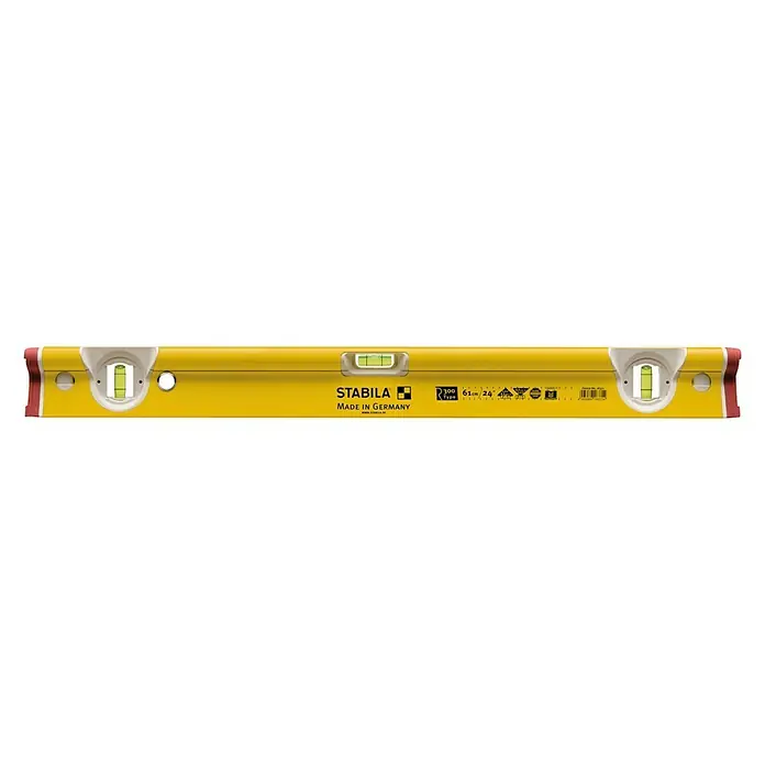 Stabila Wasserwaage Typ R-300 - Länge: 122 cm, Anzahl Libellen: 3 Stk. - Eine gelbe Wasserwaage von Stabila, perfekt für präzise Messungen im Handwerk. Ideal für Bauarbeiten und Renovierungen.