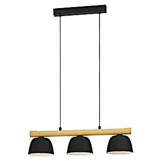 Eglo Lámpara colgante Sherburn (120 W, L x An x Al: 20 x 77 x 110 cm, Negro/Madera, E27)