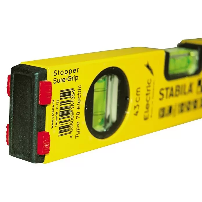 Stabila Wasserwaage Typ 70 electric - Länge: 43 cm, Anzahl Libellen: 2 Stk. - Detailaufnahme