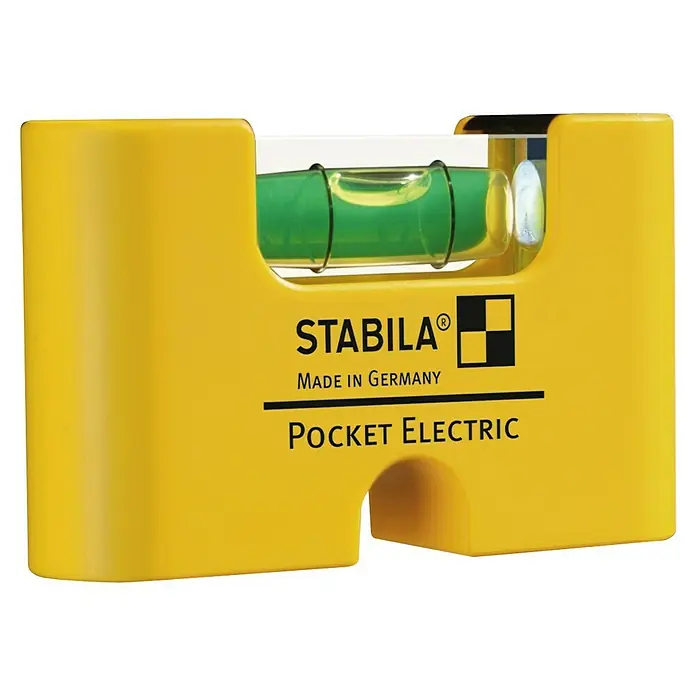 Stabila Wasserwaage Pocket Electric - Horizontal-Libelle - Stabila Pocket Electric Wasserwaage in Gelb. Ideal für Elektriker, präzise Messungen.