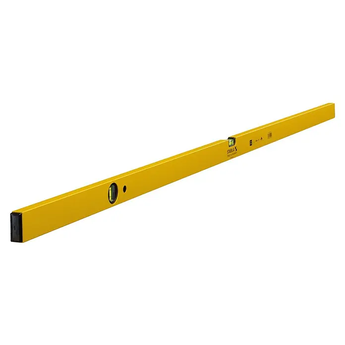 Stabila Wasserwaage Typ 70 - Länge: 180 cm, Aluminium - Gelbe Wasserwaage von Stabila, ein robustes Werkzeug für präzises Nivellieren. Ideal für Bau und Heimwerker, mit gut sichtbaren Libellen.