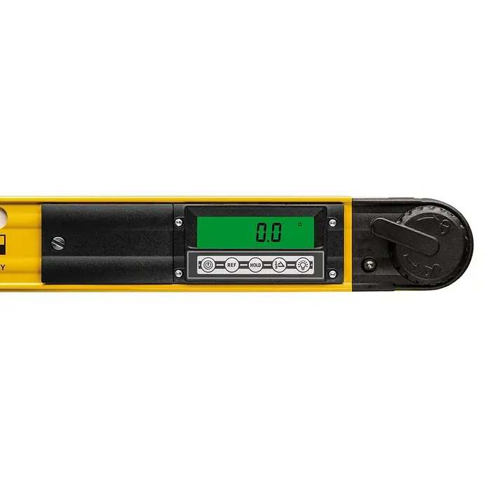 Stabila Digitaler Winkelmesser - Länge: 45 cm, Anzahl Libellen: 2 Stk. - Gelbe digitale Wasserwaage mit schwarzem Display und Bedienfeld. Perfekt zum präzisen Messen von Winkeln und Neigungen.