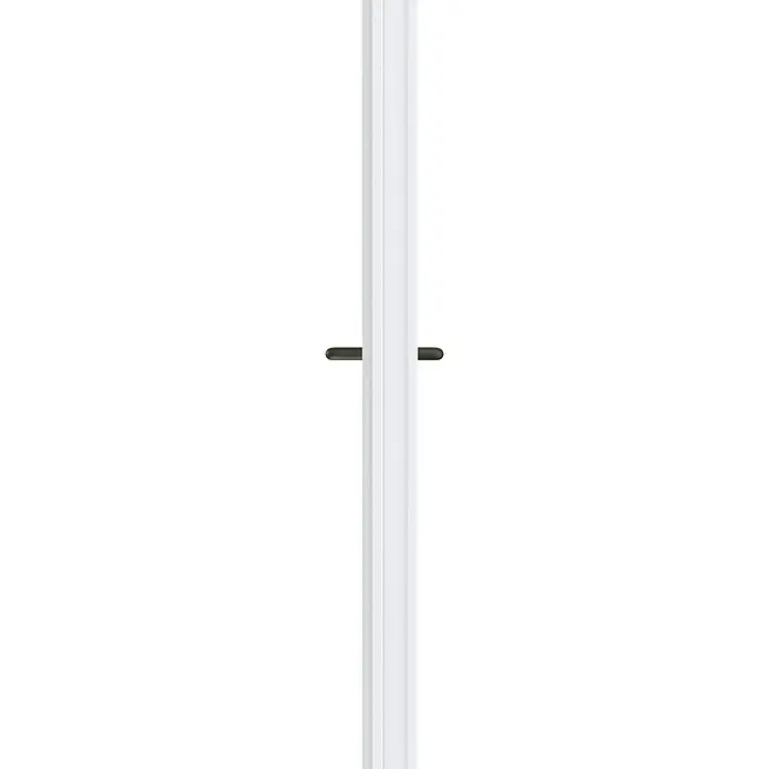Padilla ZK-Element Classic Plus - 87,5 x 200 cm, DIN Anschlag: Rechts, Verkehrsweiß - Weißer Heizkörper mit mittigem Handtuchhalter vor schwarzem Hintergrund. Minimalistisches Design.