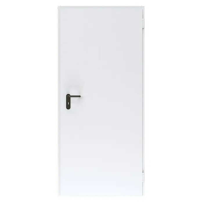 Padilla ZK-Element Classic Plus - 87,5 x 200 cm, DIN Anschlag: Rechts, Verkehrsweiß - Nahaufnahme einer Innentür mit schlichtem, weißem Design und einem eleganten, schwarzen Türgriff. Ideal für moderne Wohnräume.
