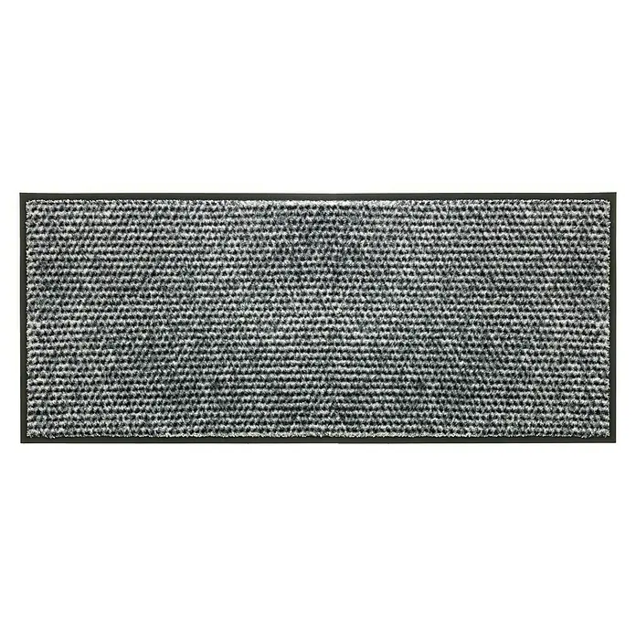 SCHÖNER WOHNEN-Kollektion Fußmatte Punkte - Silber, 150 x 67 cm - Graue Fußmatte mit schwarzem Rand, ideal für den Innenbereich, um Schmutz und Feuchtigkeit abzufangen.