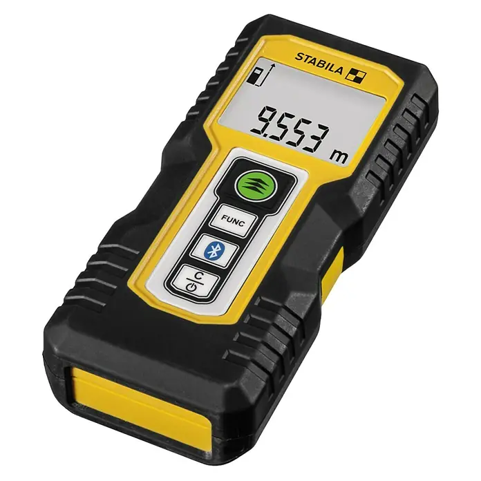 Stabila Laserentfernungsmesser LD 250 BT - Max. Arbeitsbereich: 50 m - Stabila Laser-Entfernungsmesser mit digitaler Anzeige von 9,553 Metern für präzise Messungen.
