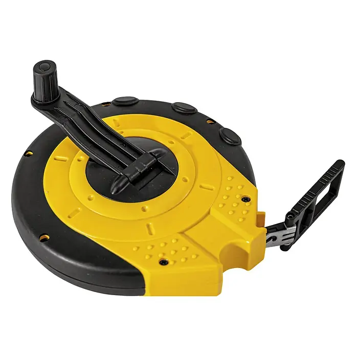 Stabila Kapselmaßband LBM 2000 Fibreglas20 m - Ein Rollbandmaß in Schwarz und Gelb, ideal für präzise Messungen auf Baustellen und in Werkstätten. Praktisches Werkzeug für Handwerker.