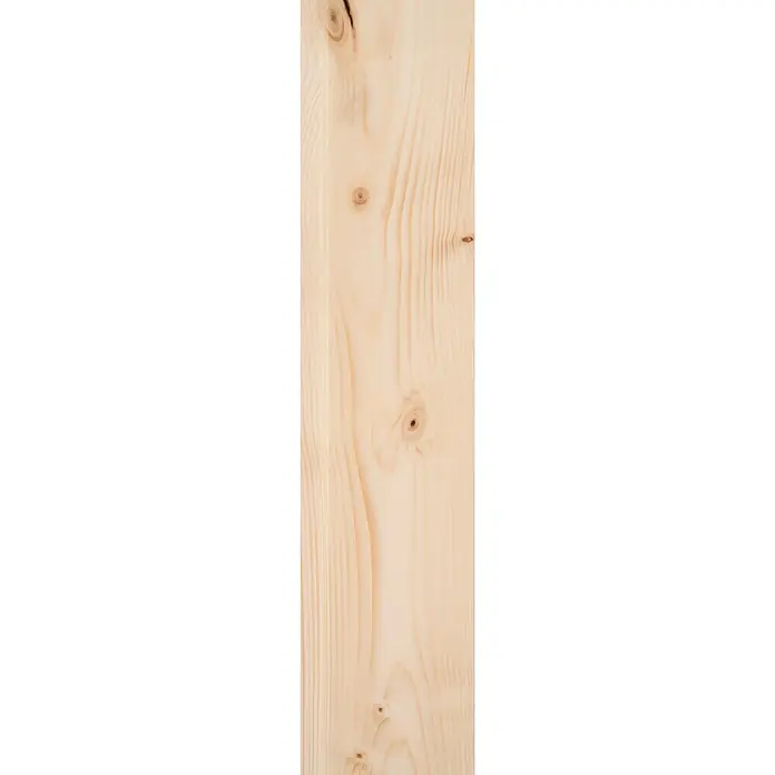 Profilholz - Fichte/Tanne, B-Sortierung, 240 x 12,1 x 1,4 cm - Helles Holzbrett mit auffälligen Astlöchern und Maserung. Ideal für DIY-Projekte und Innenausbau, dieses Holzbrett bietet natürliche Schönheit.